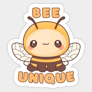 Be Unique, Funny Cute Kawaii Bee Saying Unique. Sticker